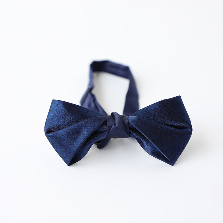 Men's Navy Blue Plain Color Bow Tie - Style #4 - image 11