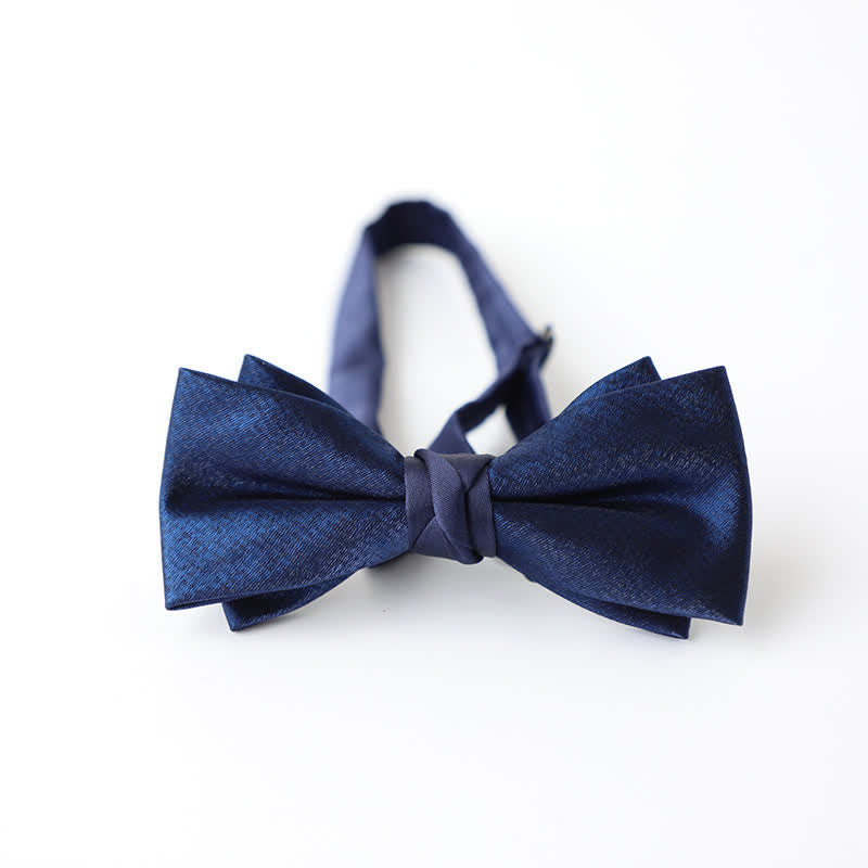 Men's Navy Blue Plain Color Bow Tie - Style #6 - image 15