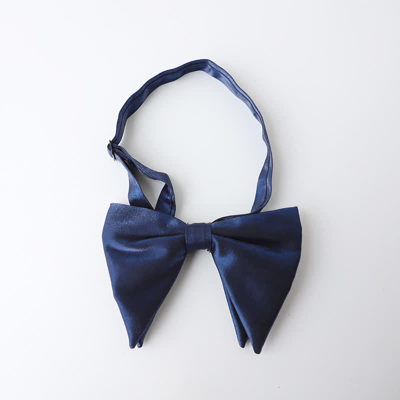 Men's Navy Blue Plain Color Bow Tie - Style #7 - image 17