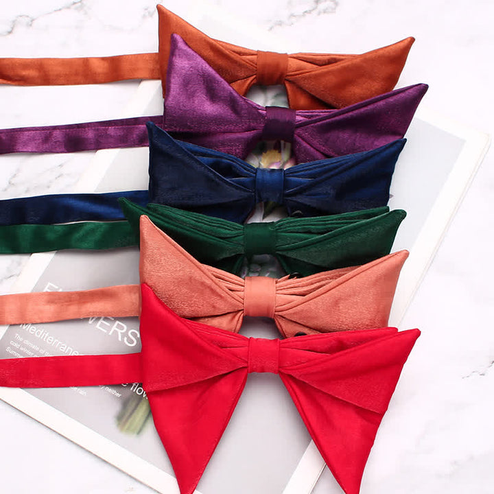 Men's Glossing Folded Design Oversized Pointed Bow Tie