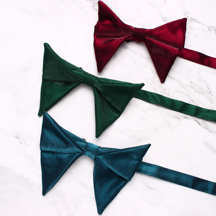 Men's Glossing Folded Design Oversized Pointed Bow Tie - image 1