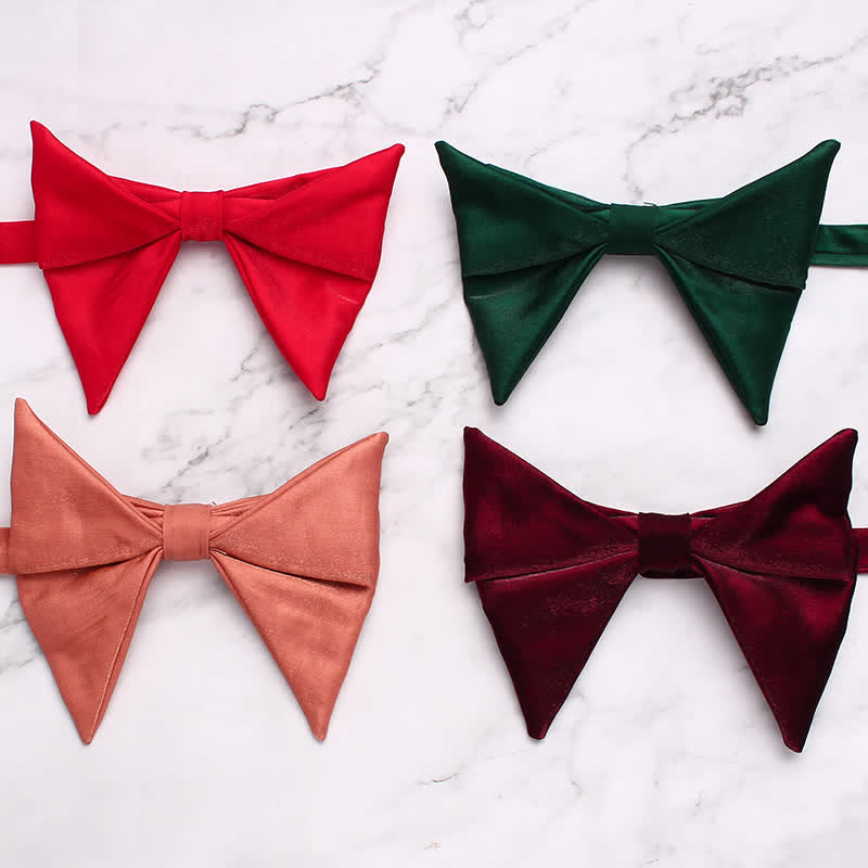 Men's Glossing Folded Design Oversized Pointed Bow Tie - image 5