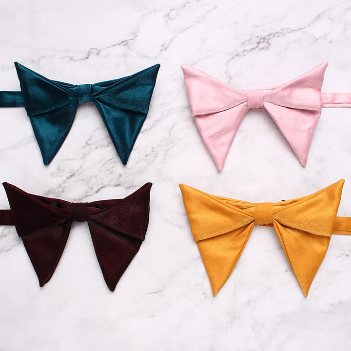 Men's Glossing Folded Design Oversized Pointed Bow Tie - image 4