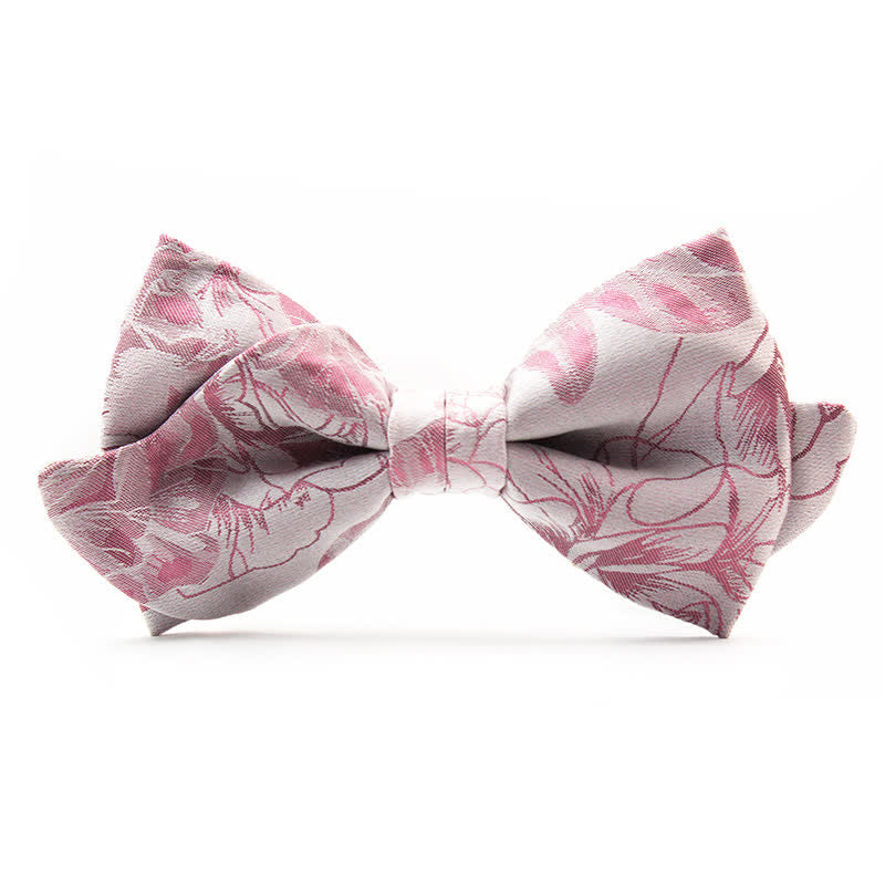 Men's Unique Mustache Shape Floral Bow Tie - Pink - image 5