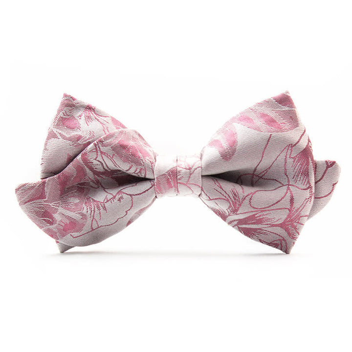 Men's Unique Mustache Shape Floral Bow Tie - Pink - image 5