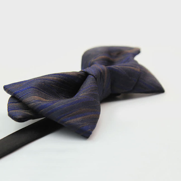 Men's Subtle Striped Jacquard Dark Blue Bow Tie - image 3
