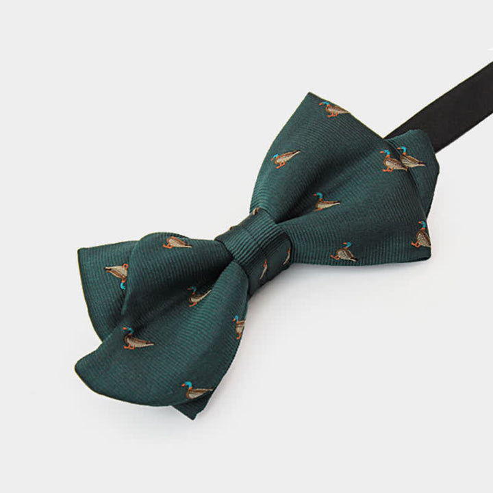Men's Dark Green Duck Motifs Bow Tie - image 1