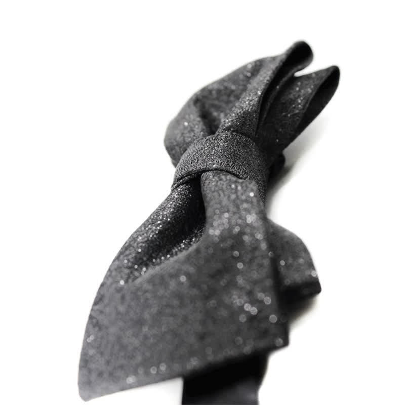 Men's Elegant Subtle Sparkle Black Bow Tie - image 6