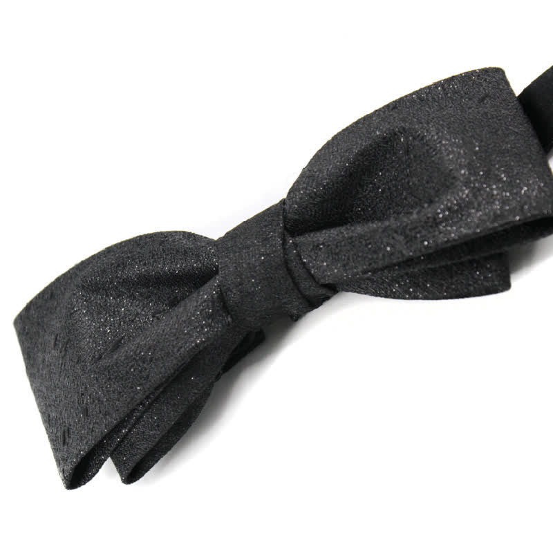 Men's Elegant Subtle Sparkle Black Bow Tie - image 5