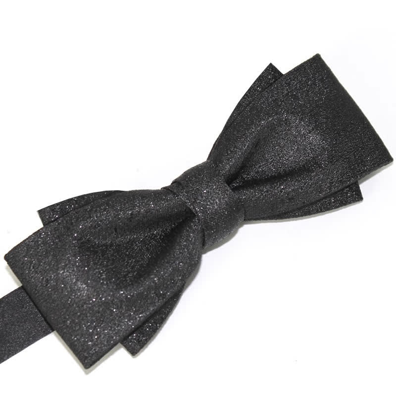 Men's Elegant Subtle Sparkle Black Bow Tie - image 4