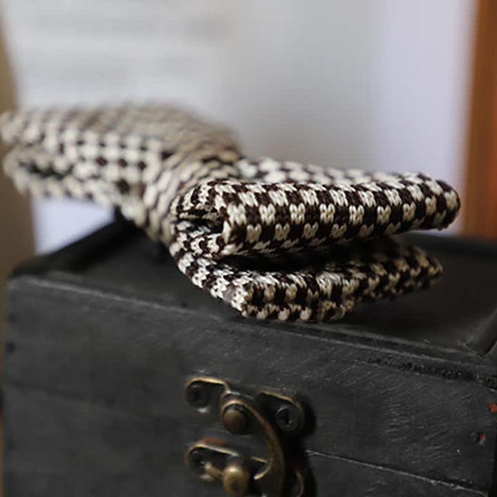 Men's Black & White Checkerboard Stripes Bow Tie - image 8