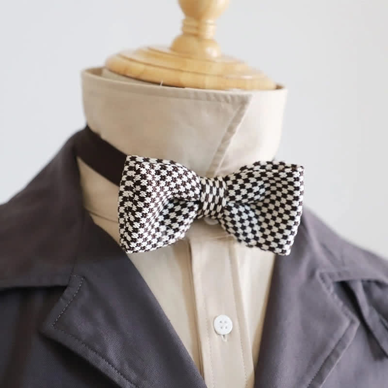 Men's Black & White Checkerboard Stripes Bow Tie - Style #2 - image 6