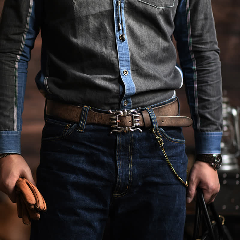 Men's Punk Trendy Cool Octopus Buckle Leather Belt - image 9