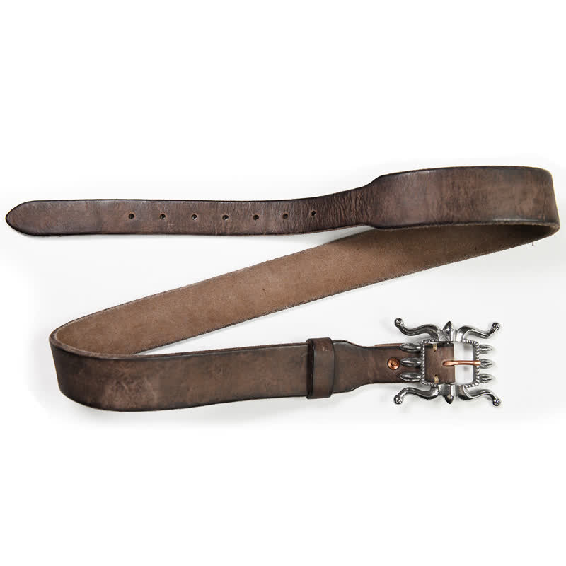 Men's Punk Trendy Cool Octopus Buckle Leather Belt - Coffee - 40 - image 10