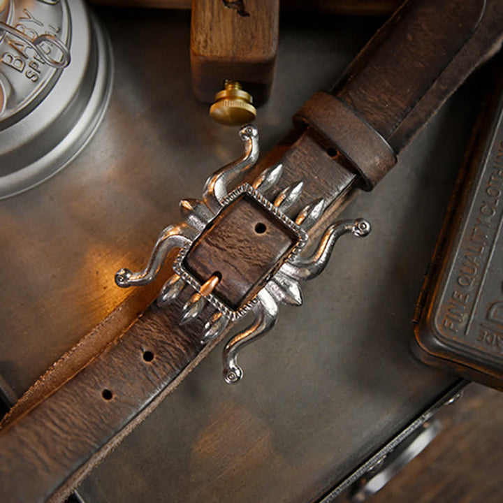 Men's Punk Trendy Cool Octopus Buckle Leather Belt - image 14