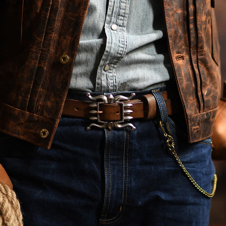 Men's Punk Trendy Cool Octopus Buckle Leather Belt - image 0