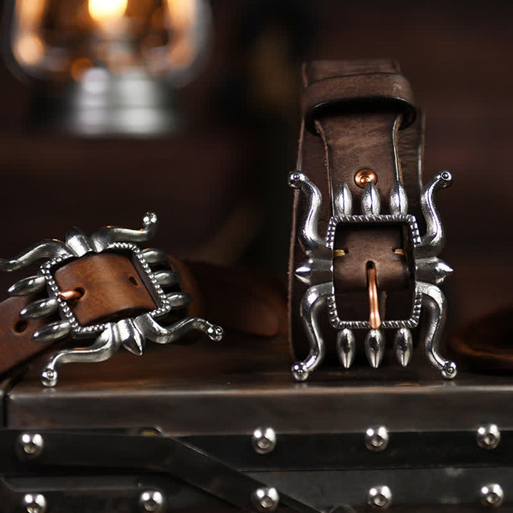 Men's Punk Trendy Cool Octopus Buckle Leather Belt - image 1