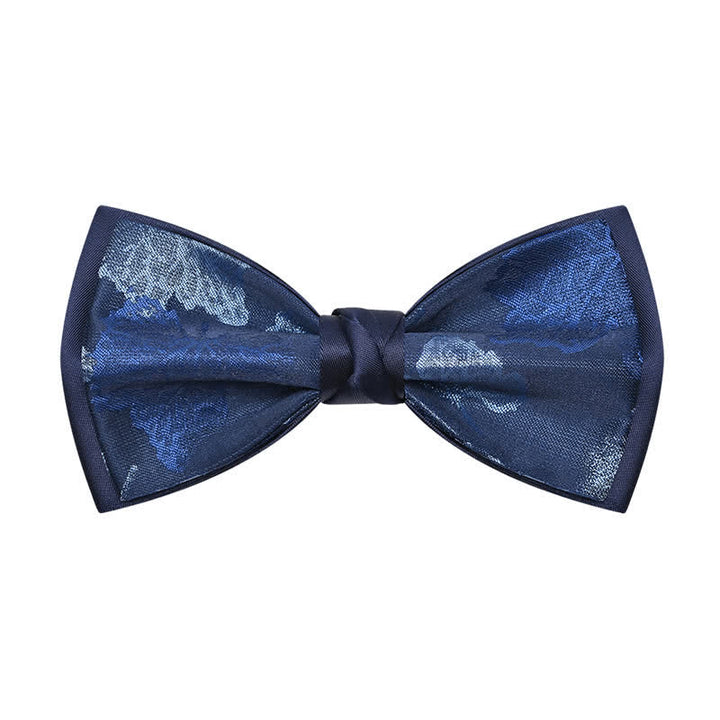 Men's Elegant Navy Blue Floral Pattern Bow Tie - Style #2 - image 1