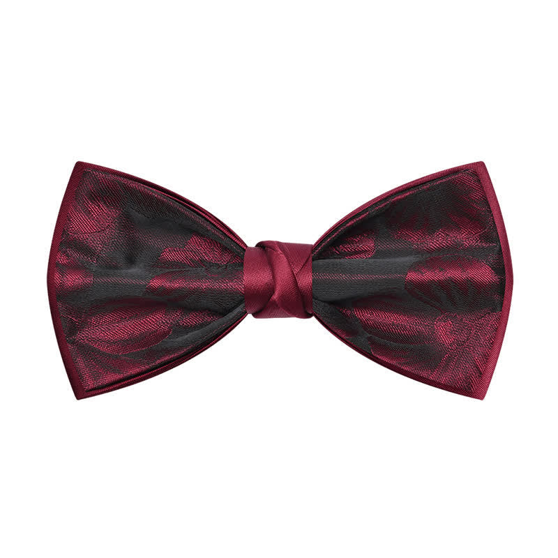 Men's Burgundy Floral Pattern Wedding Bow Tie - Style #2 - image 1