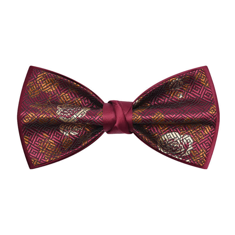 Men's Charming Blossom Checked Pattern Bow Tie - Red - image 0