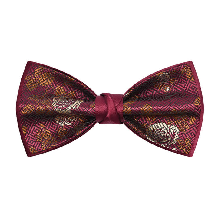 Men's Charming Blossom Checked Pattern Bow Tie - Red - image 0