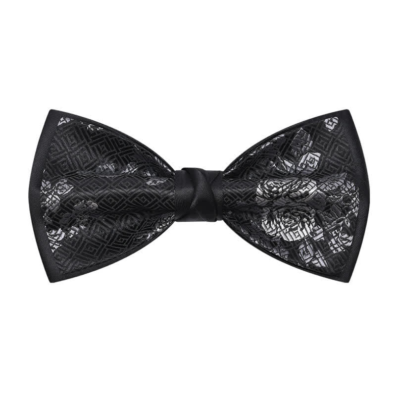 Men's Charming Blossom Checked Pattern Bow Tie - Black - image 1