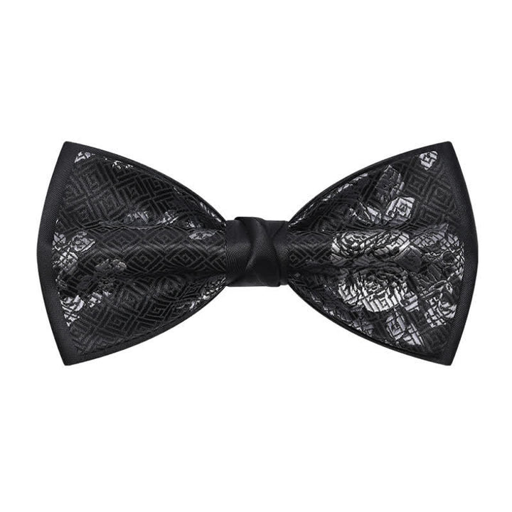 Men's Charming Blossom Checked Pattern Bow Tie - Black - image 1
