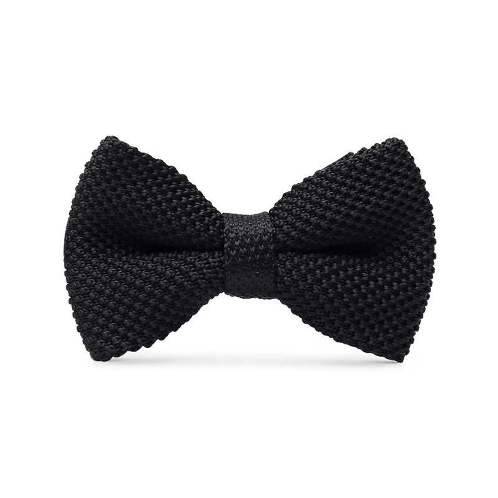 Men's Simple Solid Color Knitting Groom Bow Tie - Black - image 4