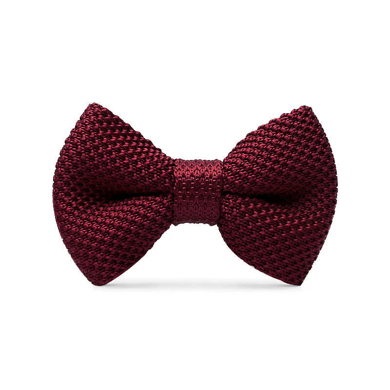 Men's Simple Solid Color Knitting Groom Bow Tie - Burgundy - image 0