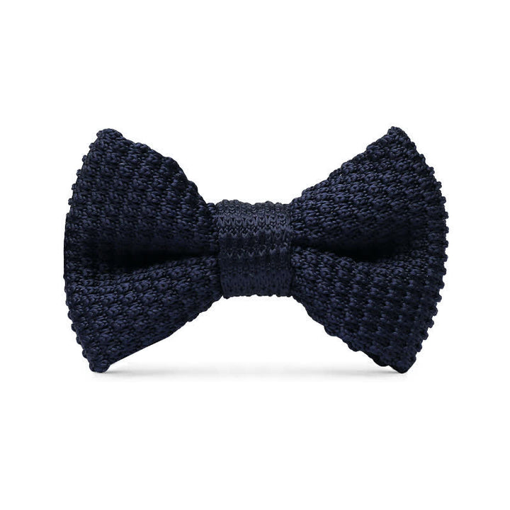 Men's Simple Solid Color Knitting Groom Bow Tie - Navy - image 5