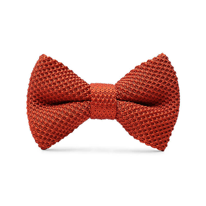 Men's Simple Solid Color Knitting Groom Bow Tie - Orange - image 7