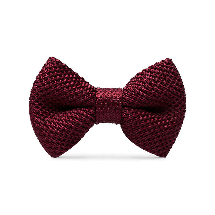 Men's Simple Solid Color Knitting Groom Bow Tie - Burgundy - image 0