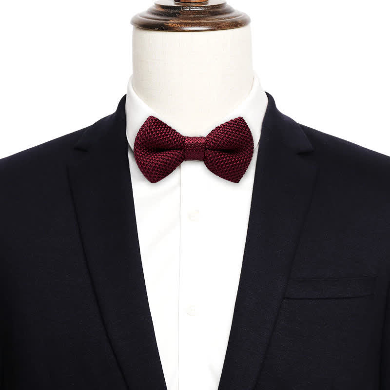 Men's Simple Solid Color Knitting Groom Bow Tie - image 1