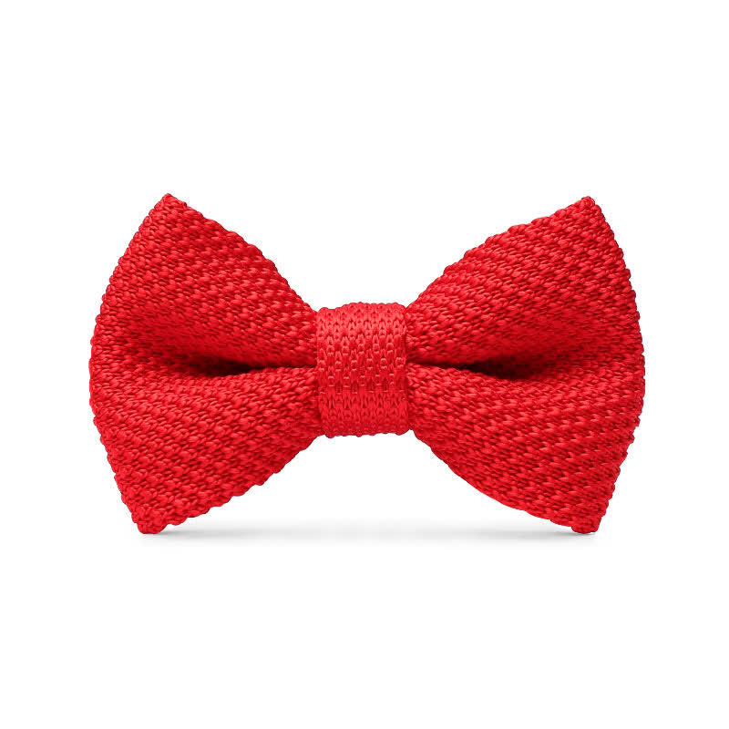 Men's Simple Solid Color Knitting Groom Bow Tie - Red - image 9