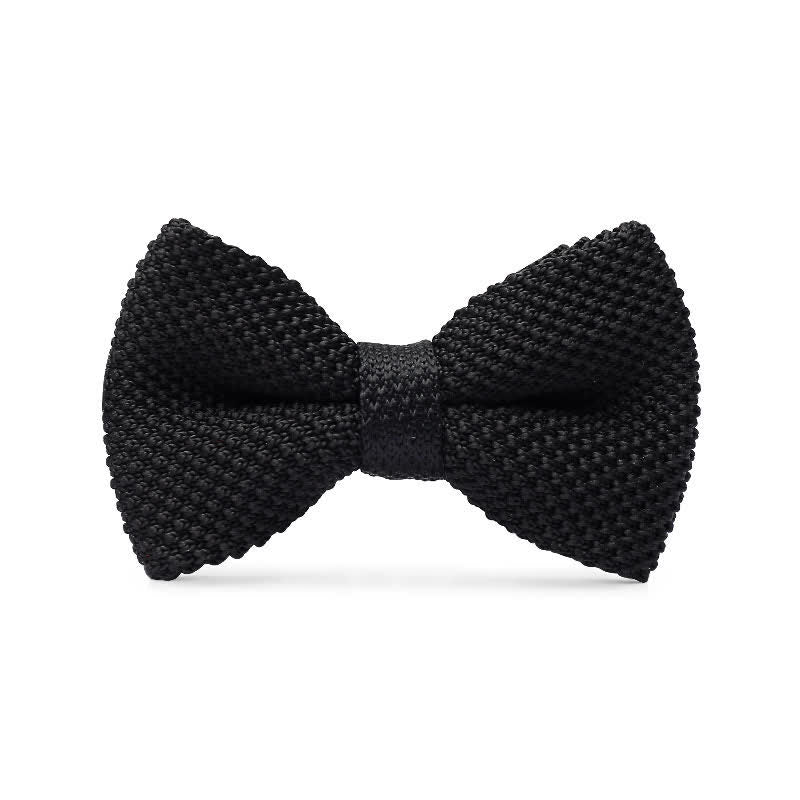 Men's Simple Solid Color Knitting Groom Bow Tie - Black - image 4