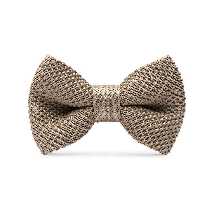 Men's Simple Solid Color Knitting Groom Bow Tie - Khaki - image 8