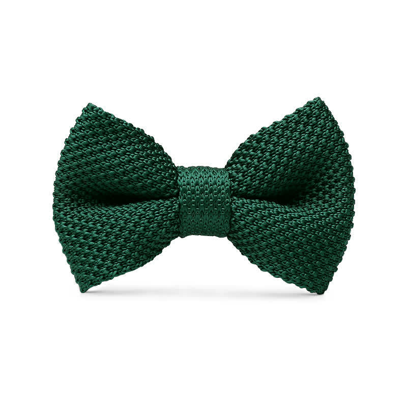 Men's Simple Solid Color Knitting Groom Bow Tie - Dark Green - image 6