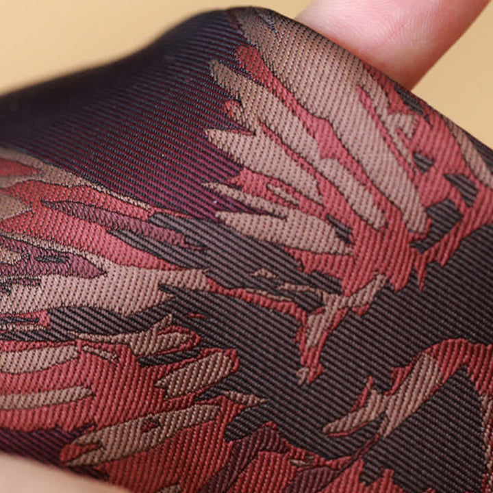 Men's Flying Phoenix Pattern Burgundy Necktie - image 2
