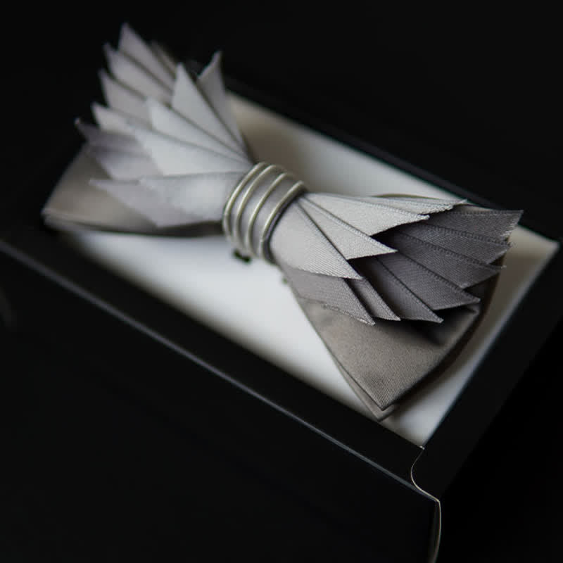 Men's Lifelike Silver & Gray Wings Shape Bow Tie - Silver & Gray - image 0