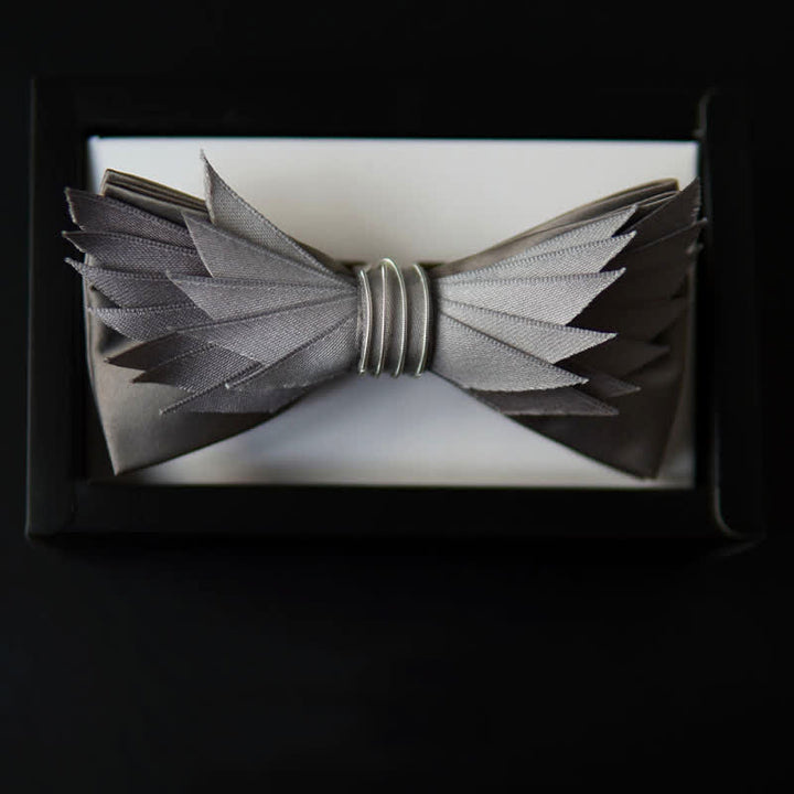 Men's Lifelike Silver & Gray Wings Shape Bow Tie - image 2