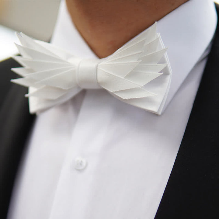 Men's Clean Pure Wihte Wings Shape Bow Tie - image 4