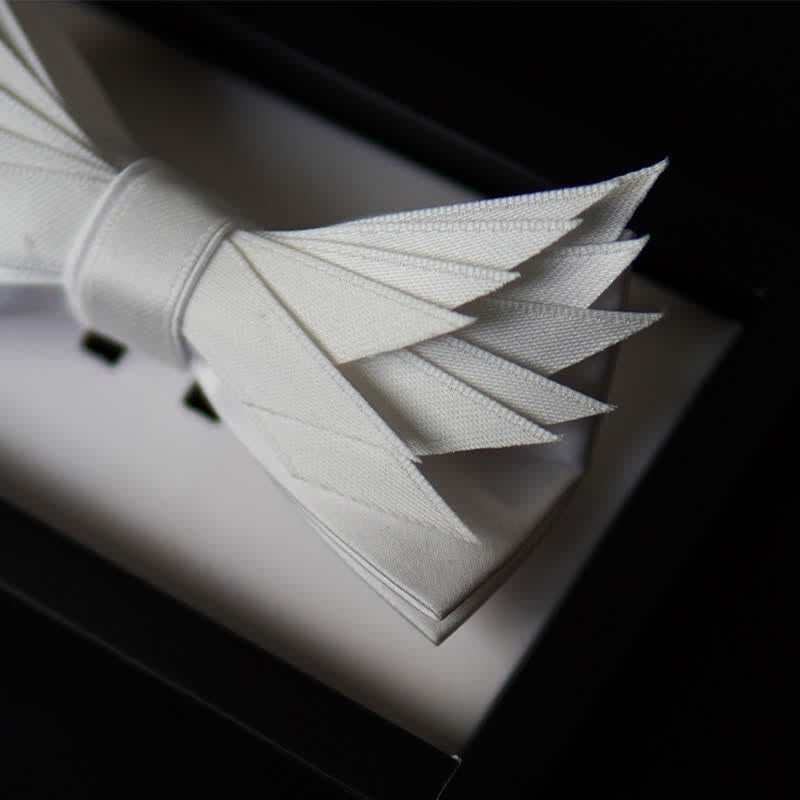 Men's Clean Pure Wihte Wings Shape Bow Tie - image 3
