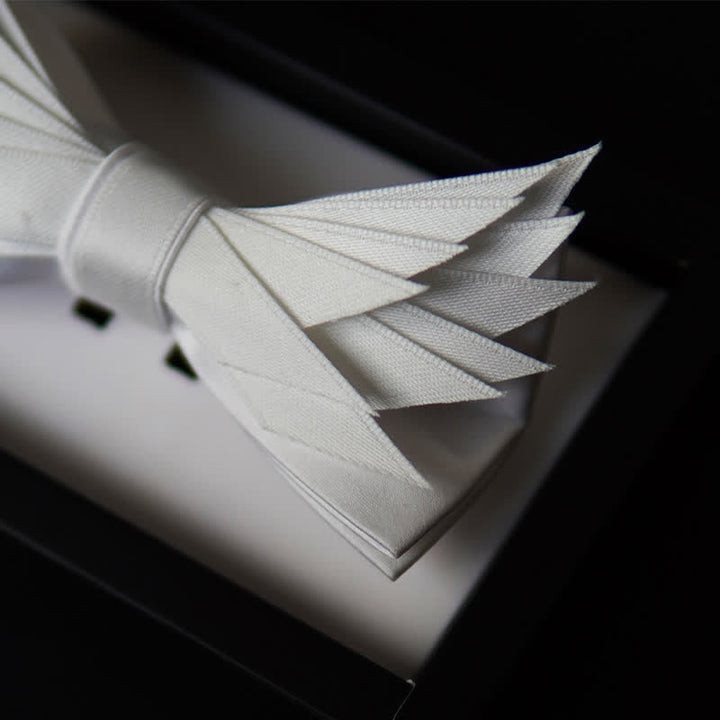 Men's Clean Pure Wihte Wings Shape Bow Tie - image 3