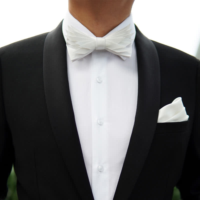 Men's Clean Pure Wihte Wings Shape Bow Tie - image 5