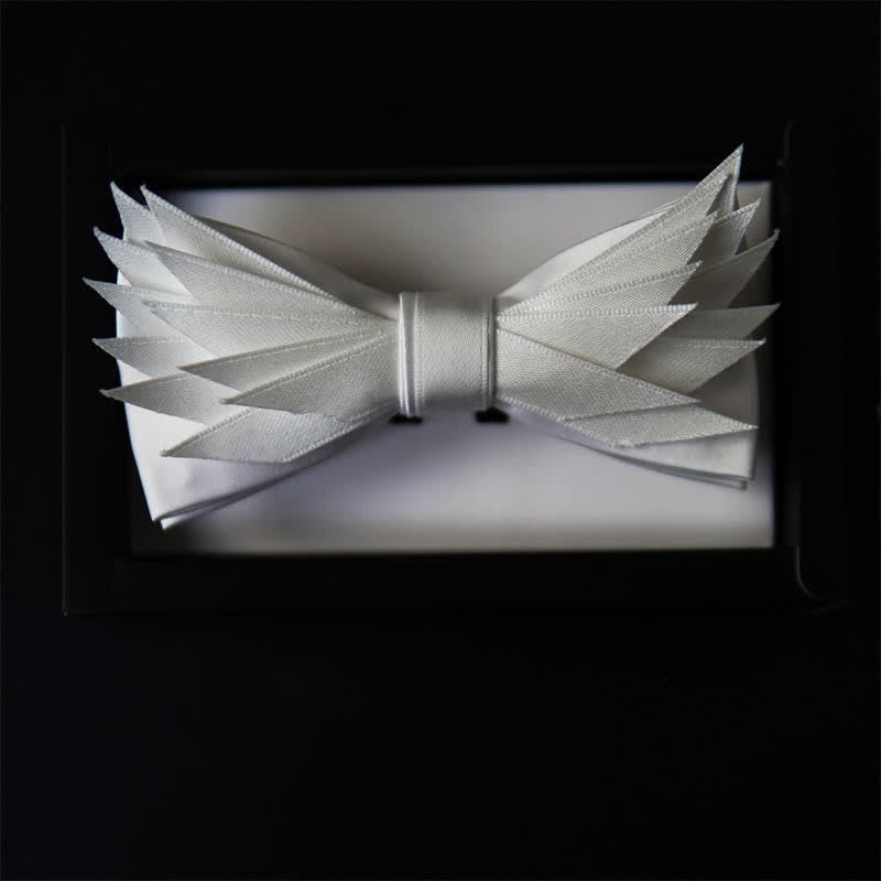 Men's Clean Pure Wihte Wings Shape Bow Tie - image 2