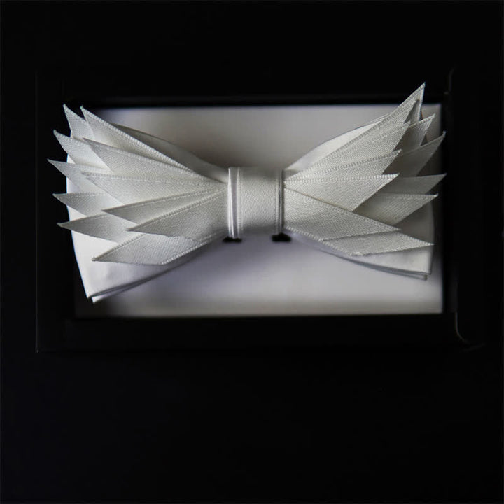 Men's Clean Pure Wihte Wings Shape Bow Tie - image 2