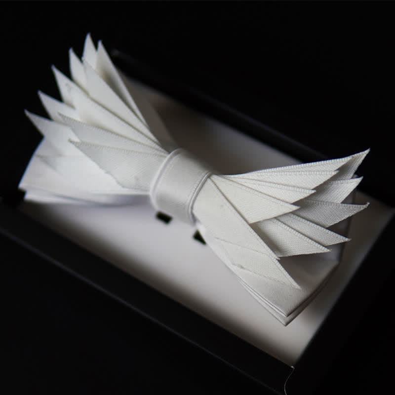 Men's Clean Pure Wihte Wings Shape Bow Tie - Pure White - image 0