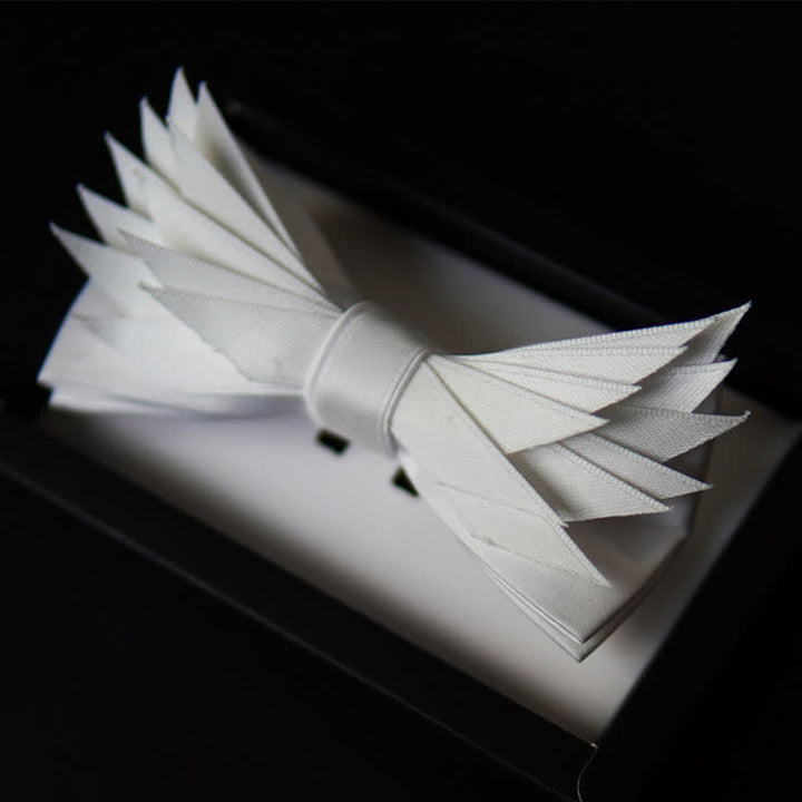 Men's Clean Pure Wihte Wings Shape Bow Tie - Pure White - image 0