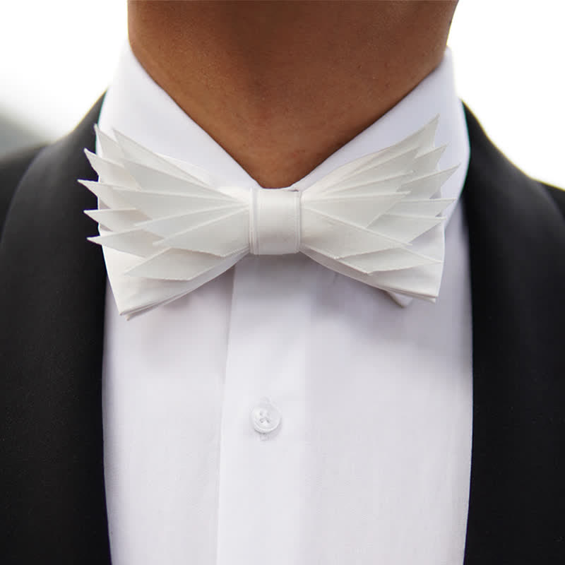 Men's Clean Pure Wihte Wings Shape Bow Tie - image 1