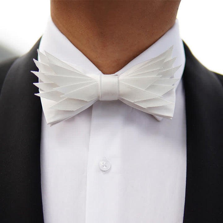 Men's Clean Pure Wihte Wings Shape Bow Tie - image 1